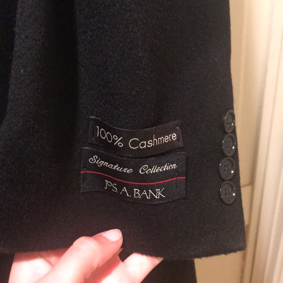 NWT 100% Cashmere Jos A Bank 42 Regular Black Coat - Picture 2 of 8